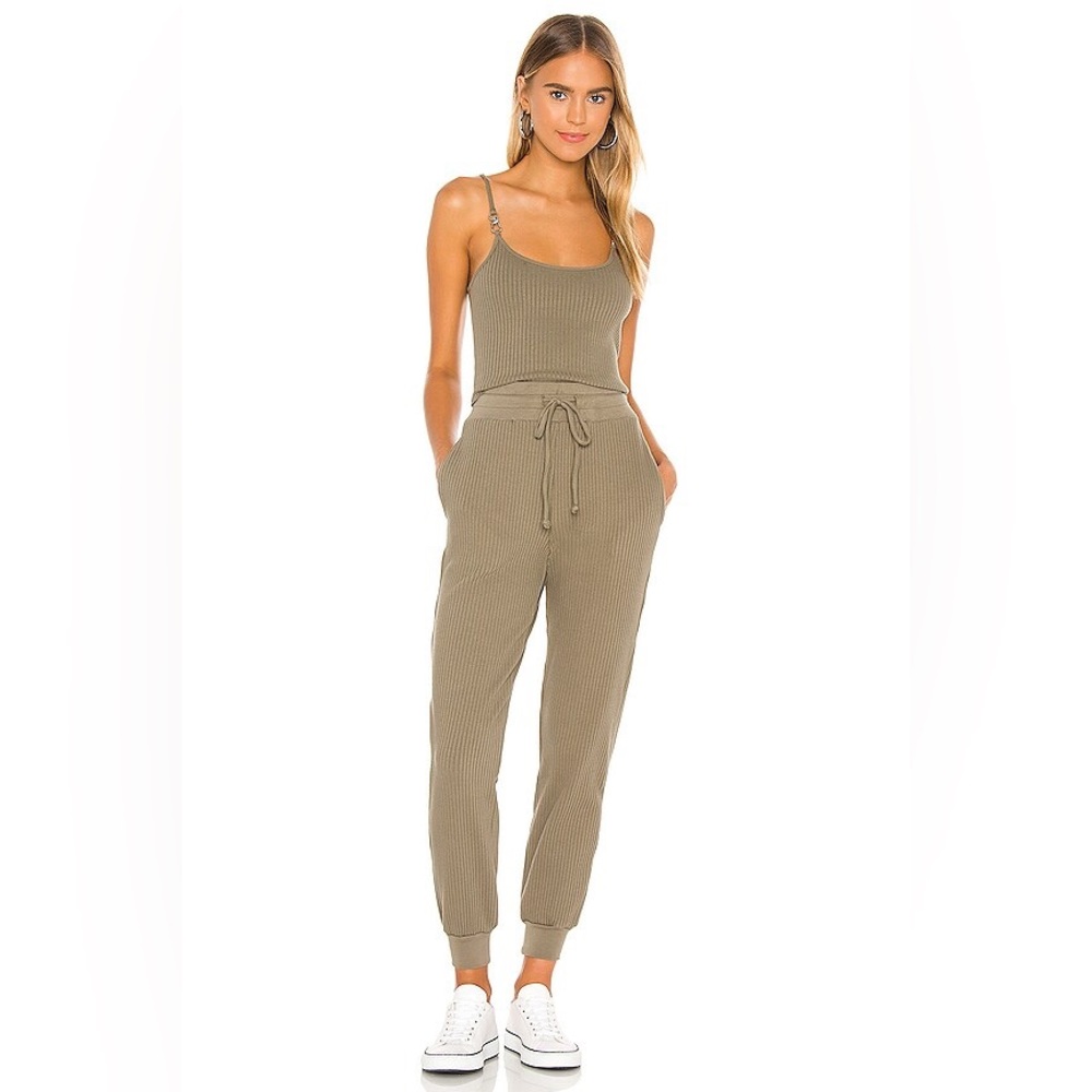 Army Green Ribbed Jogger Set